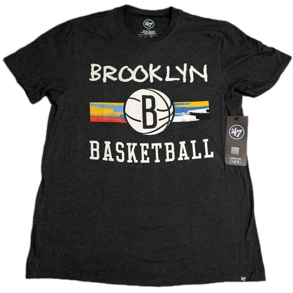 ’47 Other - Brooklyn Nets '47 Brand City Edition Club T-Shirt Black NBA Graphic Tee Men's L